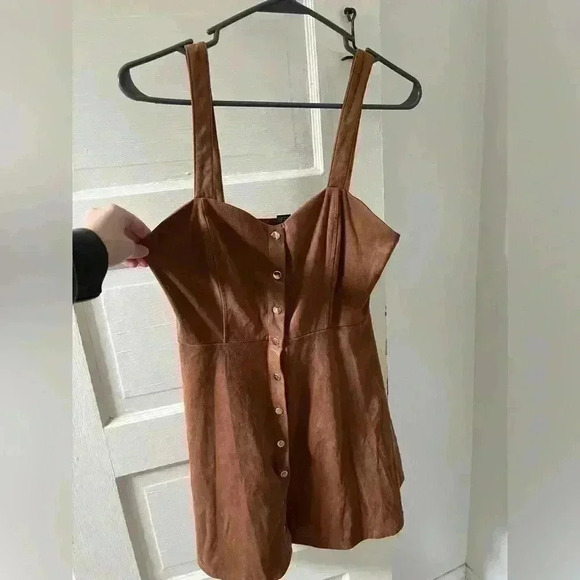 Contemporary light brown button down dress size M - Picture 1 of 6
